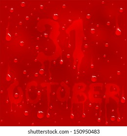 Shiny drops on a red background, illustration.