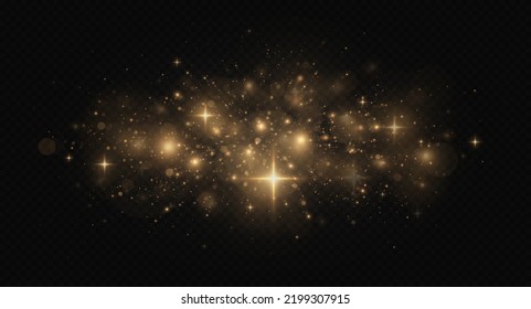 Shiny dust light effect. Sparkle background with luminous particles.