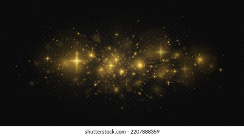 Shiny dust light effect. Sparkle background with luminous particles.