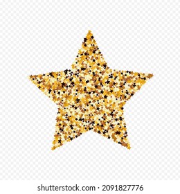 Shiny Dust Vector Transparent Background. Yellow Effect Confetti Texture. Sky Decoration Wallpaper.  Gold Glamour Star Template.