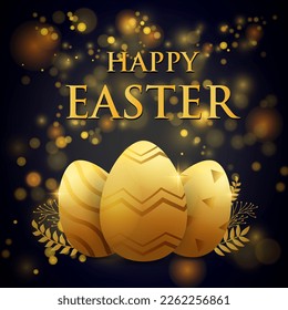 Shiny Easter day design with sparkling glitter light effect. Happy easter day background vector
