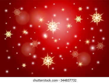 Shiny effects with blurry lights and glittering snowflakes in shades of red and a wavy contour. Great for the festive season of Christmas to come.Xmas snowflakes on red background