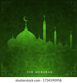 glänzender eid mubarak grüner Hintergrund