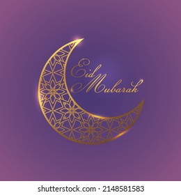 Shiny Eid Mubarak greeting template on gradient background