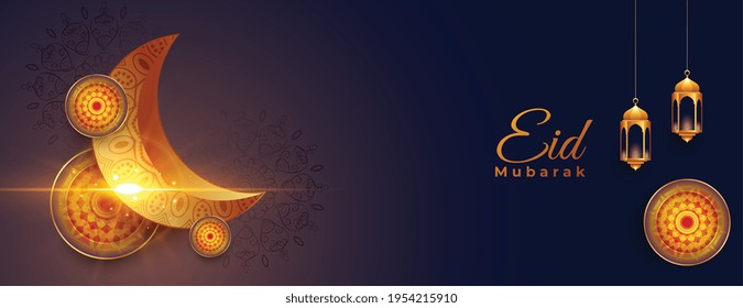 glänzende eid-mubarak-realistisches Bannerdesign