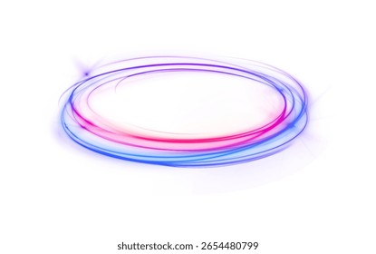 Brillantes destellos de luz eléctrica y partículas giratorias se mezclan con brillantes rastros de brillo y Formas mágicas que forman objetos abstractos de anillo giratorio sobre fondo blanco con efecto brillante y poder png

