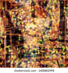 Shiny elements on dark backdrop. Seamless texture with dots and stripes. Abstract vector background for web page, banners backdrop, fabric, home decor, wrapping 