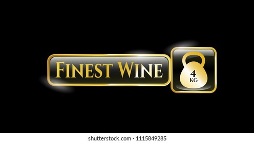  Shiny emblem with 4kg kettlebell icon and Finest Wine text inside