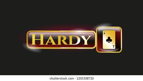  Shiny emblem with ace of clover icon and Hardy text inside
