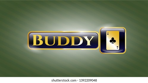  Shiny emblem with ace of clover icon and Buddy text inside