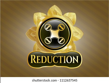  Shiny emblem with air drone icon and Reduction text inside