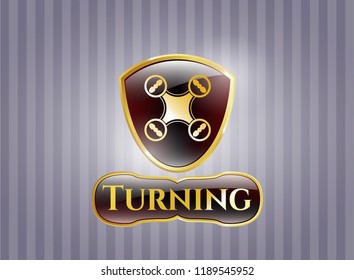  Shiny emblem with air drone icon and Turning text inside
