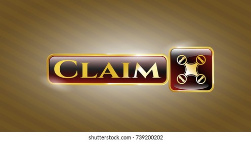  Shiny emblem with air drone icon and Claim text inside