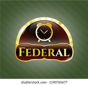  Shiny emblem with alarm clock icon and Federal text inside