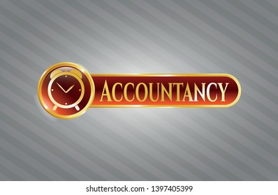  Shiny emblem with alarm clock icon and Accountancy text inside