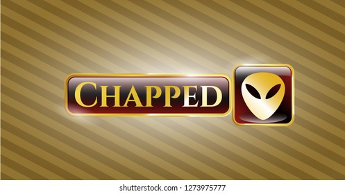  Shiny emblem with alien icon and Chapped text inside