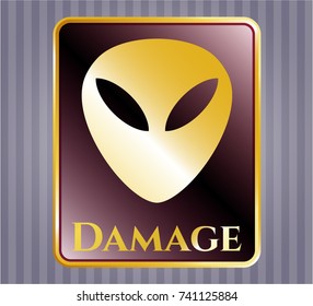  Shiny emblem with alien icon and Damage text inside
