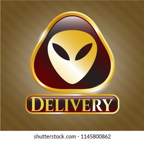  Shiny emblem with alien icon and Delivery text inside
