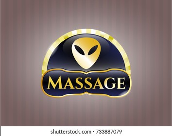 Shiny emblem with alien icon and Massage text inside