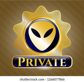  Shiny emblem with alien icon and Private text inside