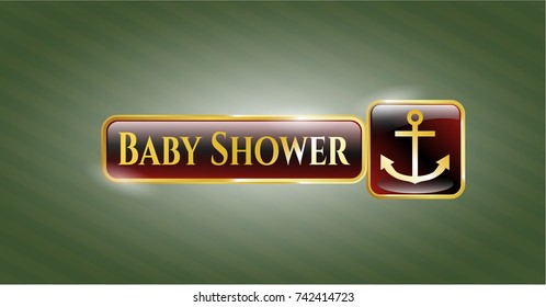 Shiny emblem with anchor icon and Baby Shower text inside