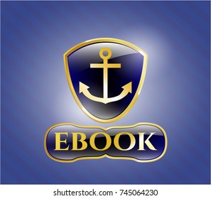  Shiny emblem with anchor icon and ebook text inside