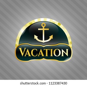  Shiny emblem with anchor icon and Vacation text inside