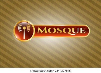  Shiny emblem with antenna signal icon and Mosque text inside