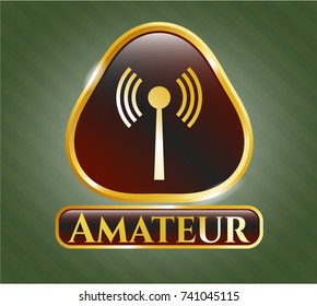  Shiny emblem with antenna signal icon and Amateur text inside