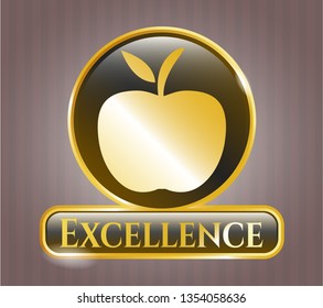  Shiny emblem with apple icon and Excellence text inside