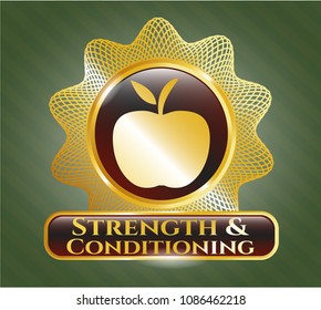  Shiny emblem with apple icon and Strength and Conditioning text inside