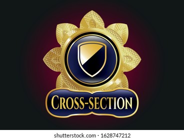  Shiny emblem with armor icon and Cross-section text inside