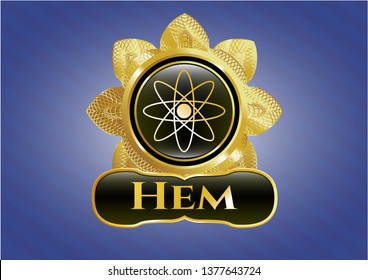 Shiny emblem with atom icon and Hem text inside