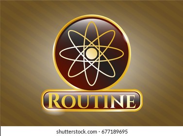  Shiny emblem with Atom icon and Routine text inside