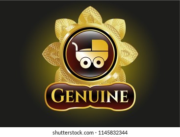 Shiny emblem with baby cart icon and Genuine text inside