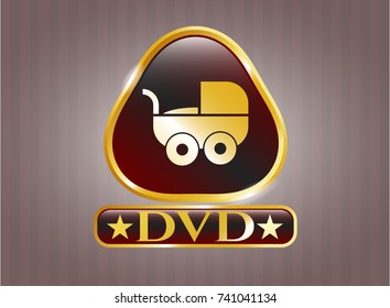  Shiny emblem with baby cart icon and DVD text inside