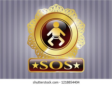  Shiny emblem with baby icon and SOS text inside