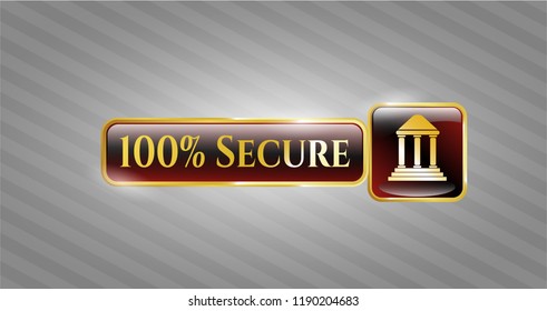  Shiny emblem with bank icon and 100% Secure text inside