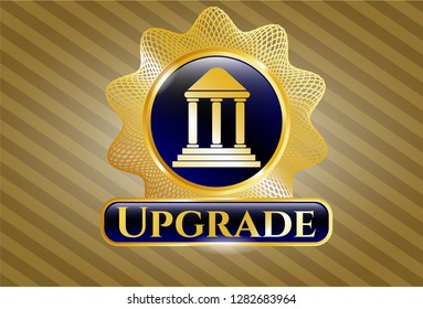  Shiny emblem with bank icon and Upgrade text inside