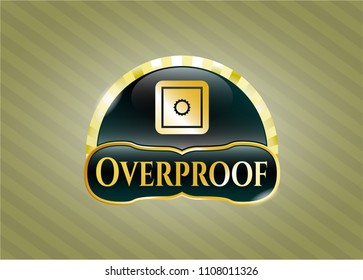  Shiny emblem with bank safe icon and Overproof text inside