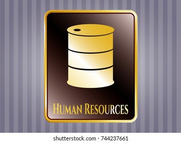  Shiny emblem with barrel icon and Human Resources text inside