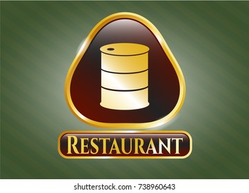  Shiny emblem with barrel icon and Restaurant text inside