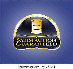  Shiny emblem with barrel icon and Satisfaction Guaranteed text inside