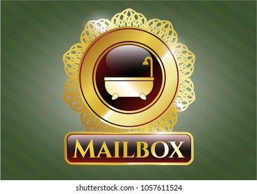  Shiny emblem with bathtub Shiny badge with bathtub icon and Mailbox text inside icon and Mailbox text inside