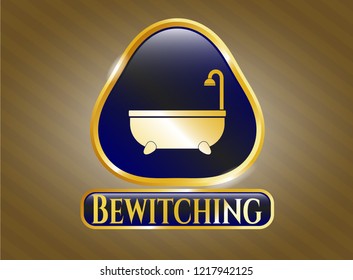  Shiny emblem with bathtub icon and Bewitching text inside