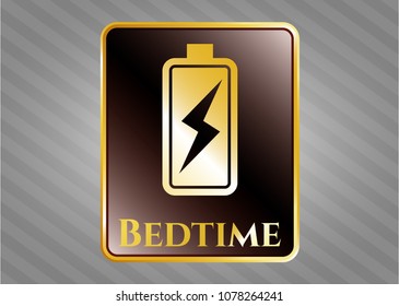   Shiny emblem with battery charging icon and Bedtime text inside