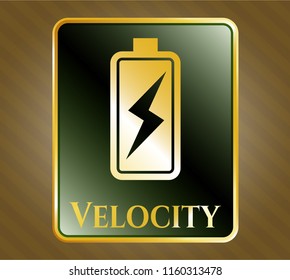  Shiny emblem with battery charging icon and Velocity text inside