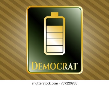  Shiny emblem with battery icon and Democrat text inside