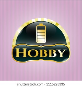   Shiny emblem with battery icon and Hobby text inside