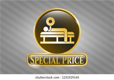  Shiny emblem with bench press icon and Special Price text inside